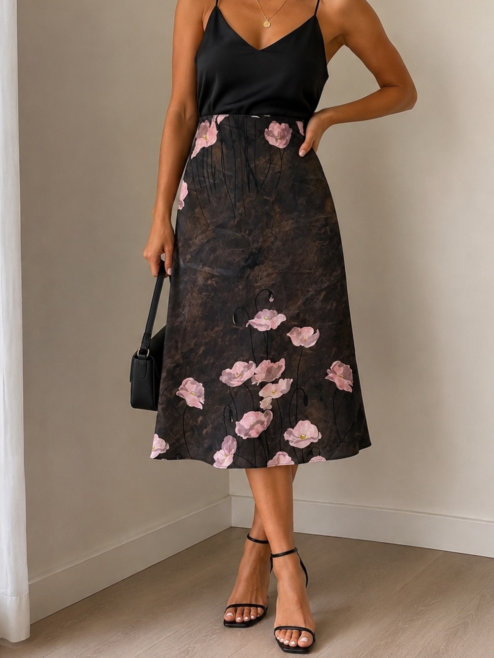 New ZARA Brown Floral Skirt – Size XS 🌸